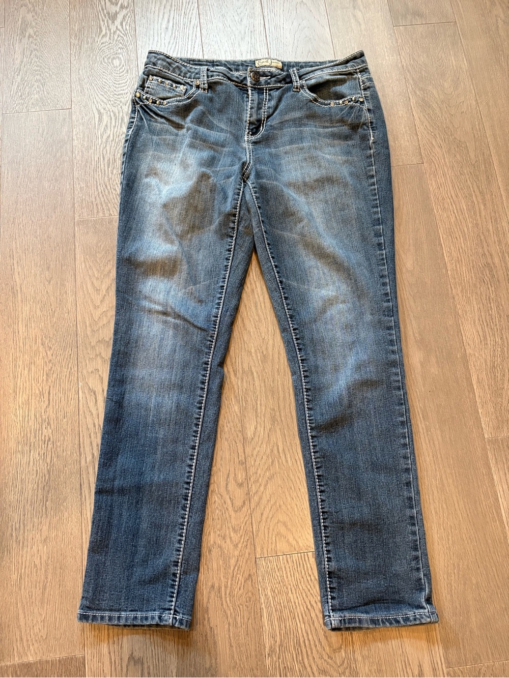 Earl Jeans Women's Straight Leg Denim - Medium Dark Blue Wash